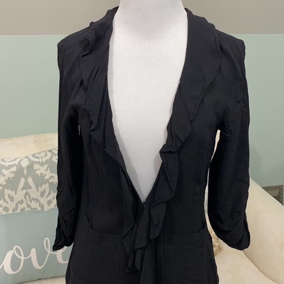 American Rag Black Lightweight Ruffled Jacket - Picture 2 of 10